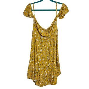 Mossimo Floral Off The Shoulder Mini Dress Yellow & White Size Medium